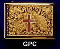Vendor-unknown Gold Belt Buckle - Red Passion Cross