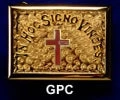 Vendor-unknown Gold Belt Buckle - Red Passion Cross