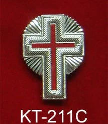 Vendor-unknown Knight Templar 2" Silver Metal Cap Cross With Rays