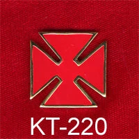 Vendor-unknown Knight Templar 1" Red Enamel Templar Cross - Clutch Back