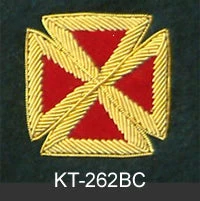 Vendor-unknown Red Embroidered Templar Cap Cross With Gold Bullion