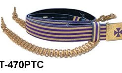 Vendor-unknown Knight Templar Black Belt With Purple & Gold Lace
