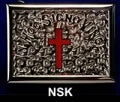 Vendor-unknown Nickel Belt Buckle - Red Passion Cross Knight Templar