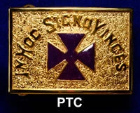Vendor-unknown Knight Templar Gold Belt Buckle - Purple Templar Cross