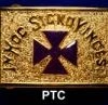 Vendor-unknown Knight Templar Gold Belt Buckle - Purple Templar Cross