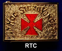 Vendor-unknown Gold Belt Buckle - Red Templar Cross