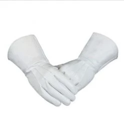 Vendor-unknown Knight Templar WHITE LEATHER GAUNTLET GLOVES